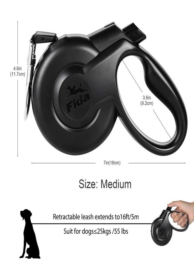Fida Retractable Dog Leash, Heavy Duty 16 ft for Medium Dog or Cat up to 55 lbs, Pet Walking Leash, Tangle Free, One-Handed Brake, Styleash Series (M, Black) - Image 5
